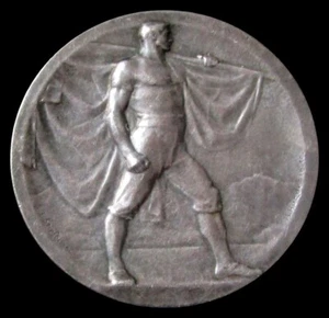 1906 SILVER SWITZERLAND BERN GYMNASTIC FESTIVAL ARYAN DESIGN MEDAL - Picture 1 of 2