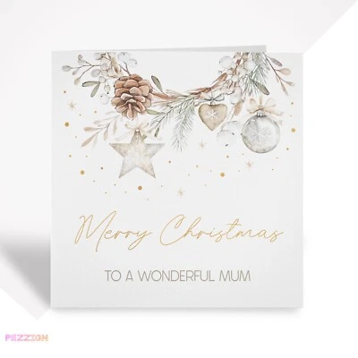Tarjeta de Navidad rústica para mamá, nan, abuela | Tarjeta de Navidad personalizada para familia Foto 1 de 4