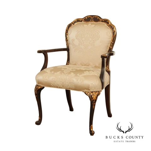 French Louis XV Style Partial Gilt Mahogany Armchair Cover