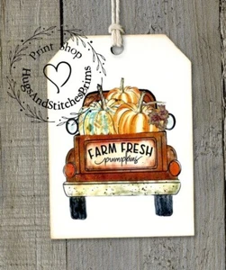 Etichette da appendere AUTUNNO RACCOLTA FATTORIA ZUCCA FRESCA CAMION ETICHETTE #1107 etichette regalo - Foto 1 di 9