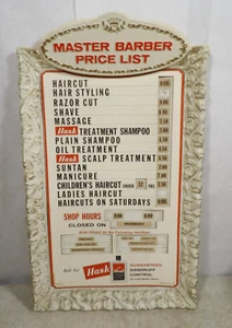 Vintage 1960s Hask Hair & Scalp Conditioner Master Barber Price List Sign - Picture 1 of 7