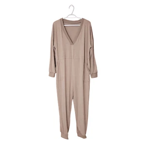 Women's Size XL Beige Pockets Long Sleeve Casual Jogger Pant Romper FREE S&H - Picture 1 of 2