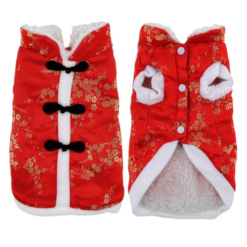 VETEMENTS Cappotto Rosso Caldo Pet Cucciolo Cane Giacca Festival Vestito Vestiti M