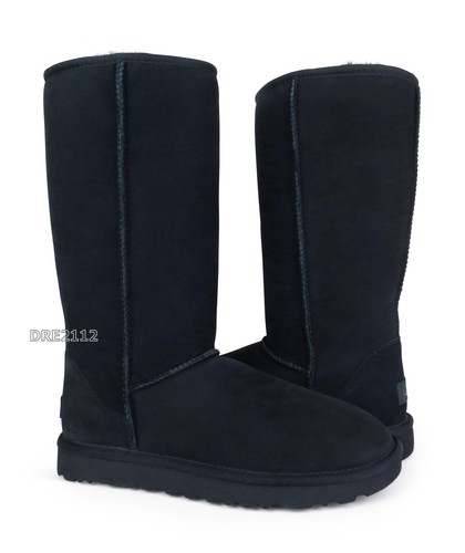 Stivali UGG Classic Tall II neri in pelliccia scamosciata da donna taglia 9 nuovi con scatola*