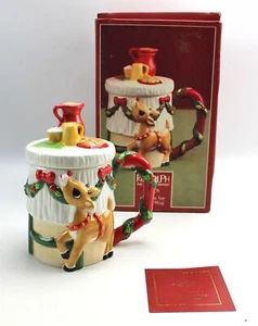 Lenox Navidad Rudolph El Reno Nariz Roja Galletas Para Santa Taza con Tapa - Imagen 1 de 4
