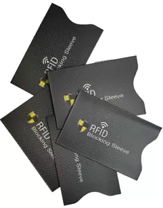 5 X RFID Blocking Sleeve NFC Anti Scan ID Credit Card Holder Case, Black - Picture 1 of 8