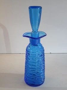 Vintage Blau Regenbogen Glasflasche mit Stopfen Set - Bild 1 von 6