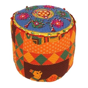 INDIAN FABRIC RECYCLED STOOL - Picture 1 of 3
