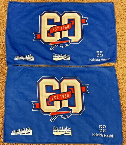 Buffalo Bills Football 60 Year Blue Towel NFL AFC 17" x 12" Lot of 2 Used Cover
