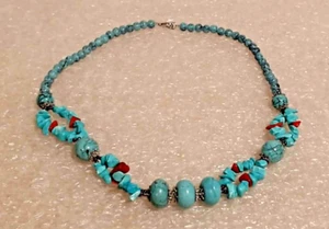 Gem Stone King Amazing 18 Inch Green Color Simulated Turquoise Necklace with Lob - Picture 1 of 9