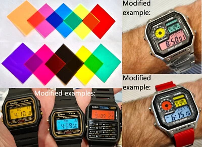 For Casio - Colour Screen Modification Kit - Pack of 10 filters for watch mods - Image 1 of 4