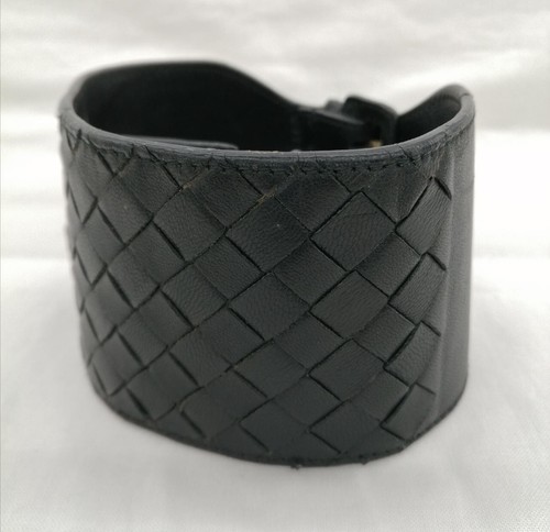 Braccialetto Intrecciato Bottega Veneta Originale Accessorio Pelle Nero Unisex