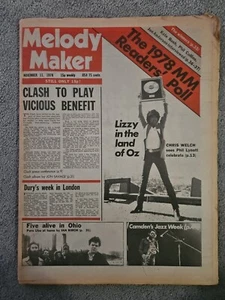 Melody Maker Newspaper November 11th 1978 The Clash Thin Lizzy The Jam - Imagen 1 de 9