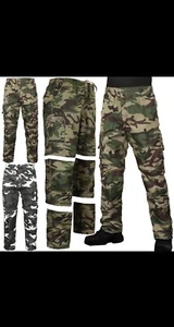Mens Convertible Zip Off Trousers 3 in 1 Camouflage Cargo Combat Shorts Bottoms - Picture 1 of 3