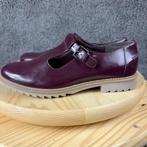 Clarks Schuhe Griffin Monty Damengröße 8,5 Lack burgunderrot T-Riemen Schnalle Loafer - Bild 1 von 8