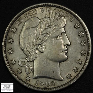 1902 Barber Silver Half Dollar 50C (AU Almost Uncirculated) - Picture 1 of 3