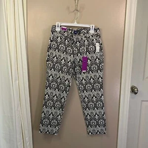 NWT Old Navy Diva Skinny Ankle Pants Black White Stretch Floral Boho Size 10 - Picture 1 of 9