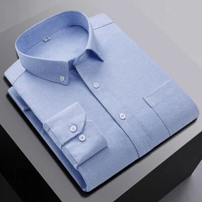 Mens Dress Oxford Shirts Formal Business Long Sleeves Cotton Casual Shirts - Image 1 of 4