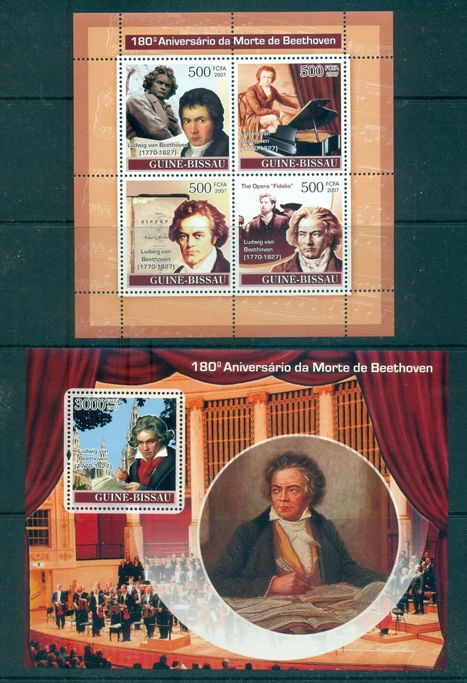 Guinea Bissau - 2007. 180º año. Muerte de Beethoven. MNH Souv. Hojas. Foto 1 de 1