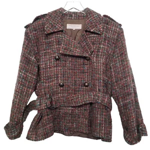 Giacca tweed vintage Yves Saint Laurent 44 donna taglia 8 cintura doppiopetto - Foto 1 di 14