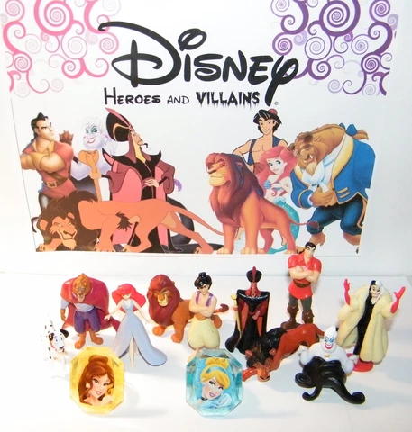 Disney Villains and Heroes Deluxe Figure Toy Set of 12 with 10 Figures + 2 Rings Cover