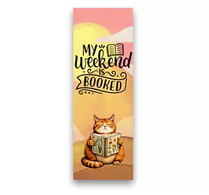 My weekend is booked cat bookmark gift for readers, book club, collectable - Imagen 1 de 4