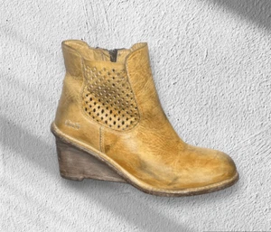 Bed Stu Mujer Talla 7,5 Condesa Botín Bronceado Cuero Marrón Tacón de Cuña al Tobillo - Imagen 1 de 16