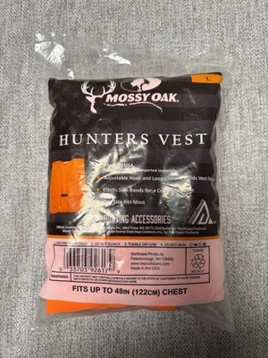 MOSSY OAK HUNTERS VEST ORANGE Sz Large New Unopened Package. - Image 1 of 4
