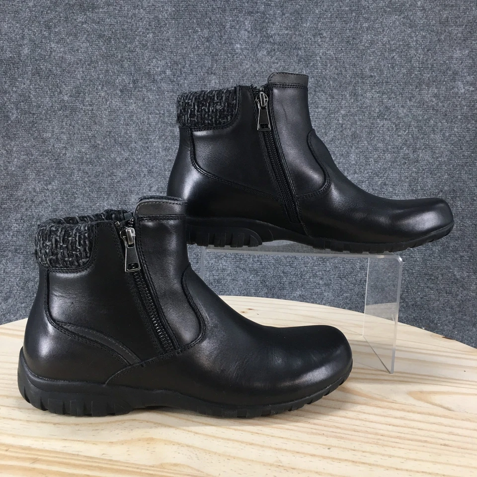 Botas Propet para mujer 9 AA Delaney botín al tobillo cuero negro punta redonda WFV055L Foto 1 de 4