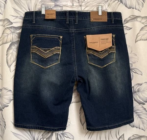 Rags & Rivets Herren Echt Denim Vintage Tönung Stretch Gerade Shorts Größe 38x10,5 - Bild 1 von 12