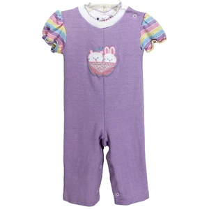 Vintage Healthtex One Piece Baby Girls Size 18 Months Purple Bunny Kitty Romper - Picture 1 of 5