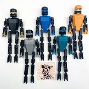 5 Knex Action Figures - Blue Green Silver Orange Robot People Men K'nex Parts - Picture 1 of 3