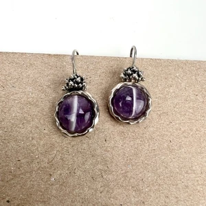 Orecchini Michael Dawkins argento sterling 925 ametista goccia dettaglio perline - Foto 1 di 7