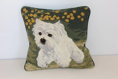 Funda de almohada Westie de colección punta de aguja 13x13 lana terciopelo West Highland Terrier Foto 1 de 4