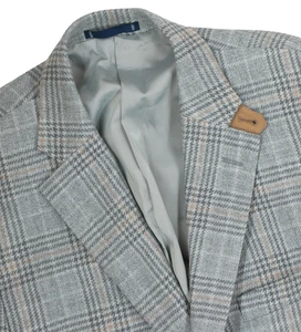 Blazer 46 R Paul Fredrick Gris Ventana Cuadros Tweed Lana Codo Parche Para Hombre - Imagen 1 de 14