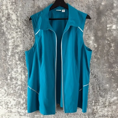Chicos Size 3/XL Full Zip Stretch Sleeveless Vest Blue Collar Casual Outdoor - Image 1 of 4