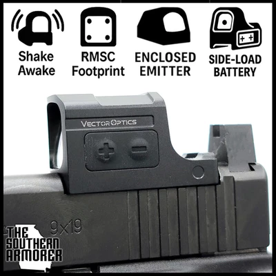 ENCLOSED 3 MOA RED DOT RMSc SHAKE AWAKE GLOCK® 43X 48 P365® MAX-9® CANIK® PSA® - Image 1 of 4