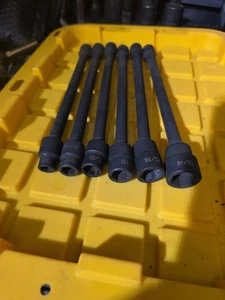 Steelman Pro Knurled 3/8 drive Pinlees Swivel Impact Extension Socket Set SAE - Picture 1 of 8