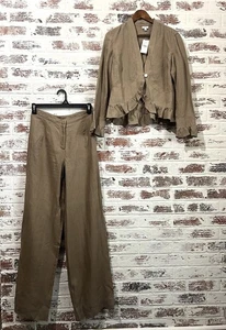 J. Jill Outfit Anzug Leinen braun taupe Jacke Größe S Anzughose Größe 6T Neu mit Etikett - Bild 1 von 18