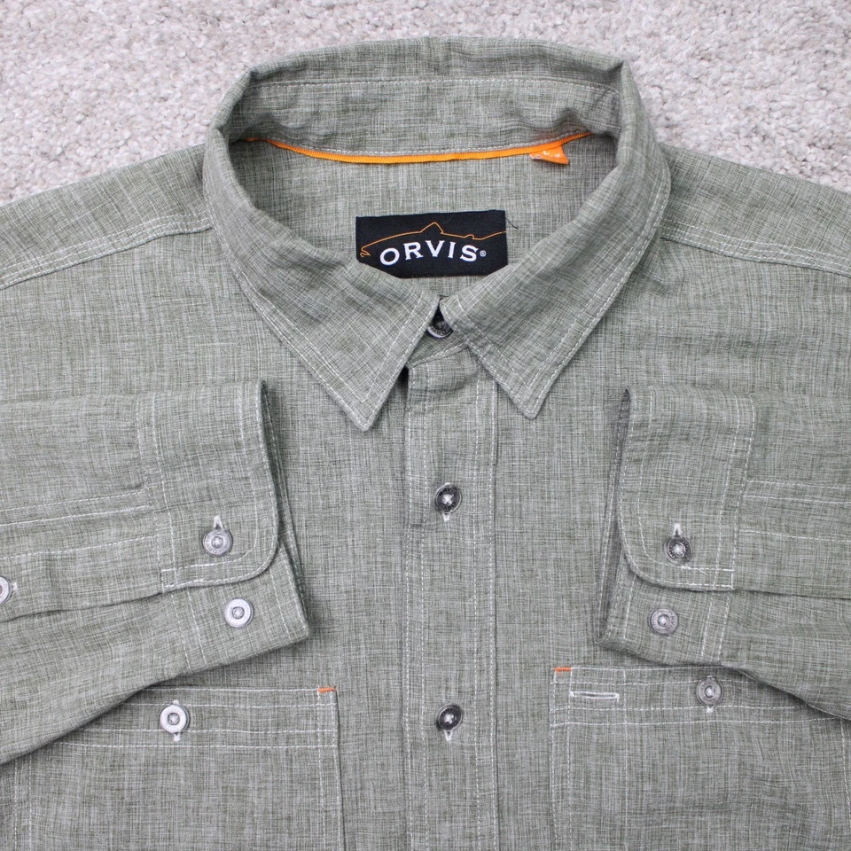 Camisa Orvis Tech Para Hombre Grande Verde Cambray Trabajo Trucha Ruga Ventilada L/S Abotonada Foto 1 de 4