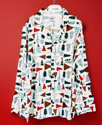 Camisa Top Pijama Gap Para Hombre 2XL Alta Árbol de Navidad Franela Botón Nueva con Etiquetas Vacaciones Foto 1 de 4