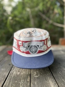 Vintage Budweiser Beer Can Baseball Hat Bud Crowd Cafe Foreign Legion Busch - Picture 1 of 5
