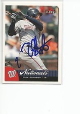 NICK JOHNSON Autographed Signed 2007 Fleer card Washington Nationals COA