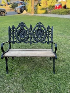Ornate Heavy Cast Iron Bench Victorian Seasons Design - Picture 1 of 10