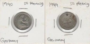 1949 & 1990 Germany 50 pfennig coin - Picture 1 of 2