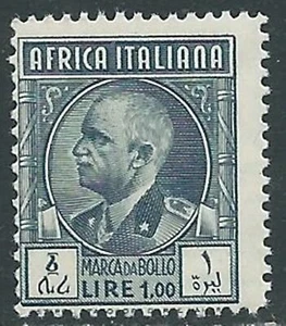 1939 AFRICA ITALIANA MARCA DA BOLLO 1 LIRA MNH ** - RA26 - Picture 1 of 1