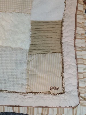 Blanket Infant Baby CoCaLo Minky Squares Soft Beige Tan Ivory Cream Unisex EUC - Image 1 of 4