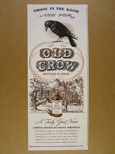 1945 Old Crow Bourbon black bird distillery illustration art vintage print Ad - Picture 1 of 1