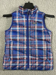 PATAGONIA HI LOFT DOWN PLAID WINTER VEST GIRLS SZ SMALL 8 OUTERWEAR - Picture 1 of 13
