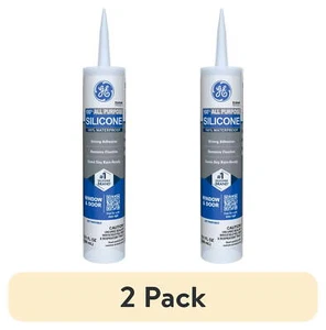 (2 pc)GE Silicone 1 All Purpose Sealant Window & Door,Pack of 1,Clear 10.1 fl oz - Picture 1 of 12